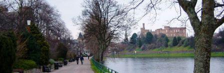 8 nights cycling Scottish Highlands Lochs and Glens.
View along the River Ness to the castle