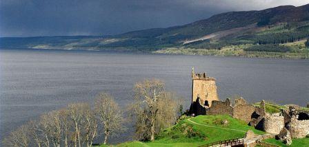 6 night circular cycling Scotland’s Great Glen. the view over Urquhart Castle and Loch Ness